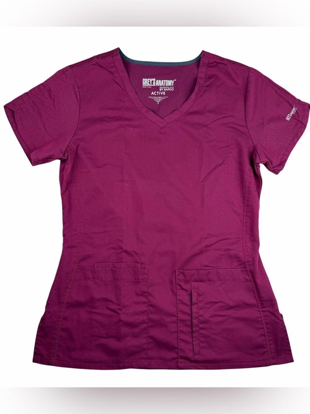 Barco Grey's Anatomy V-Neck Scrub Top - Wine - Small